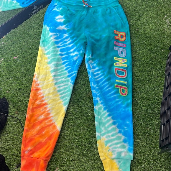 Ripndip Pants - Rip N Dip embroidered tie dye sweats- NWOT size large